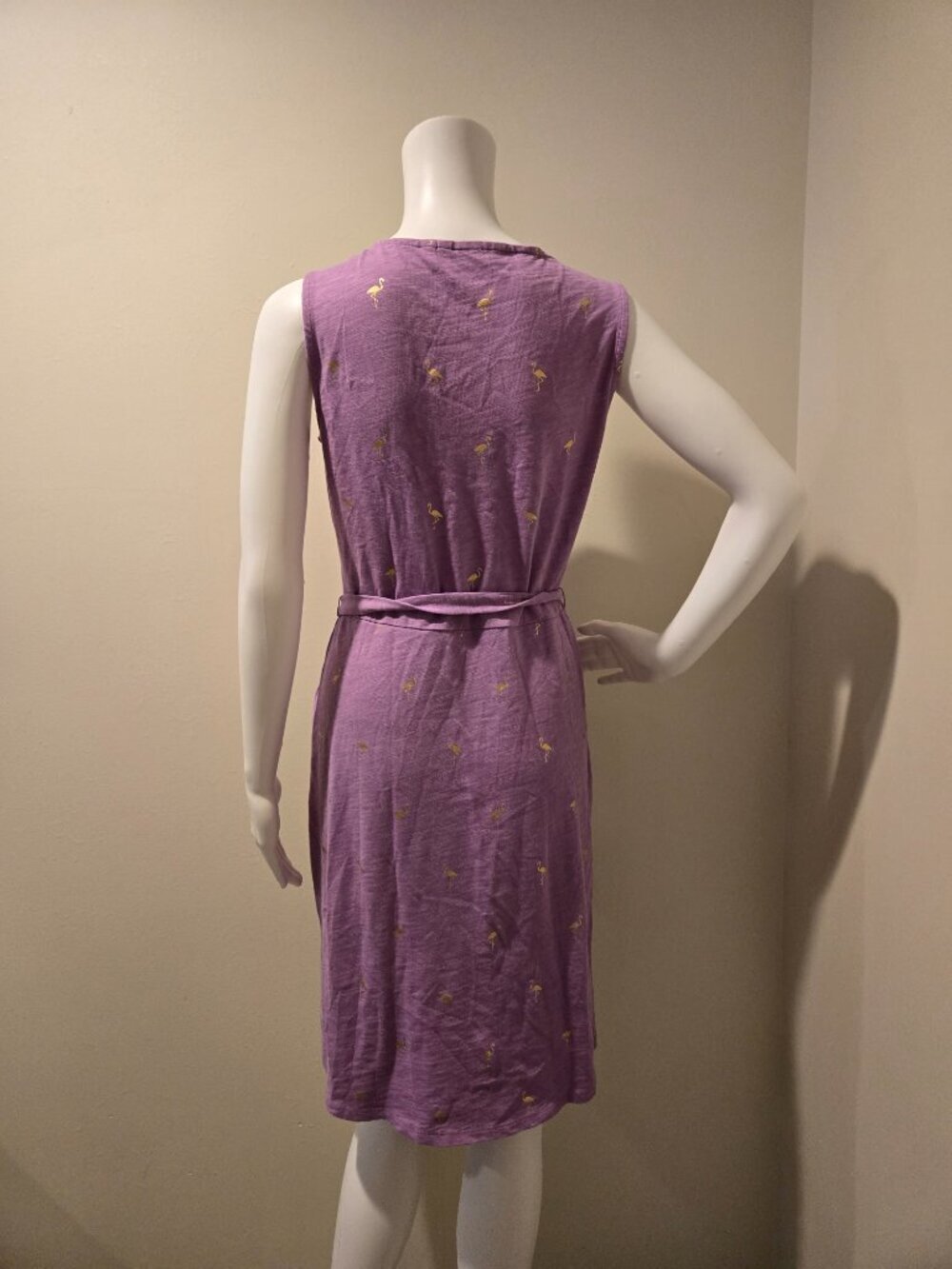 Boden Vanessa Wrap Dress Purple Gold Flamingo Print 4 - Picture 5 of 5